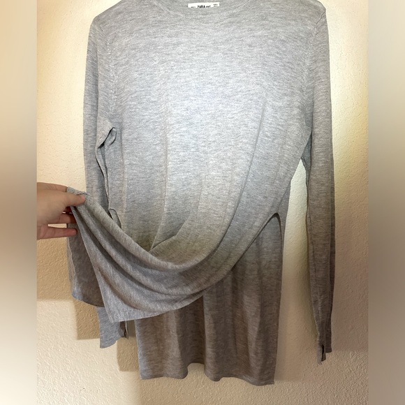 Zara knit grey sweater with side and wrist slits and detailing - Picture 2 of 6